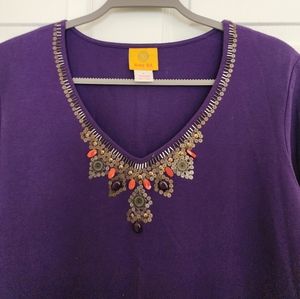 Ruby Rd cotton purple top 3/4 sleeves M
